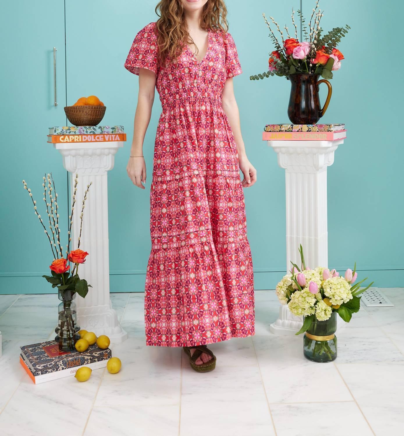 Maxikleid mit tiefem V-Ausschnitt Poppy