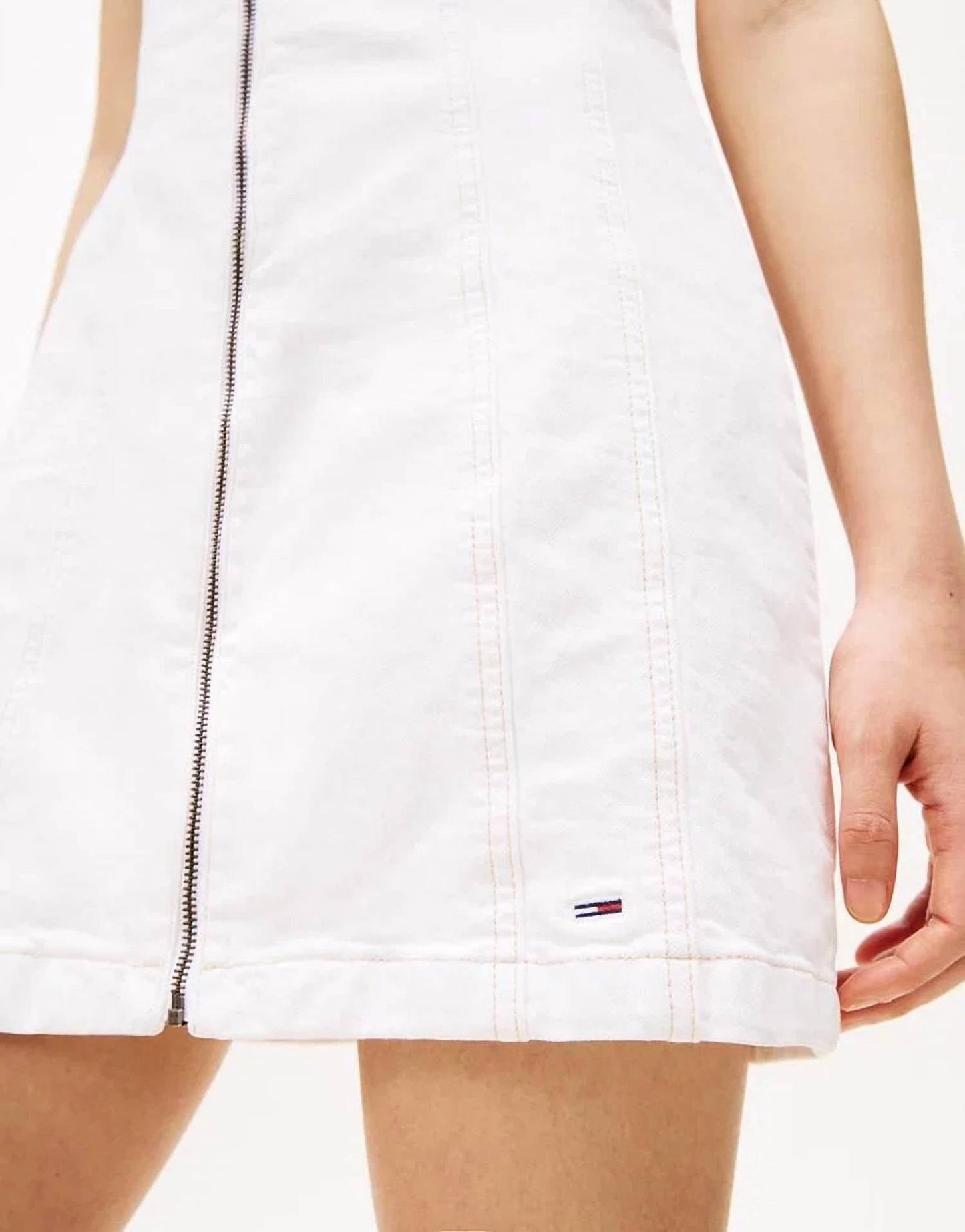 Zip-front Sleeveless Denim Dress
