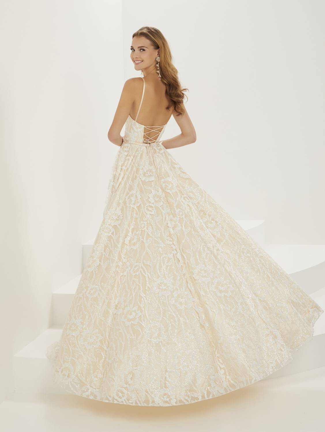 Florale Glitter-Tüll A-Linien Robe