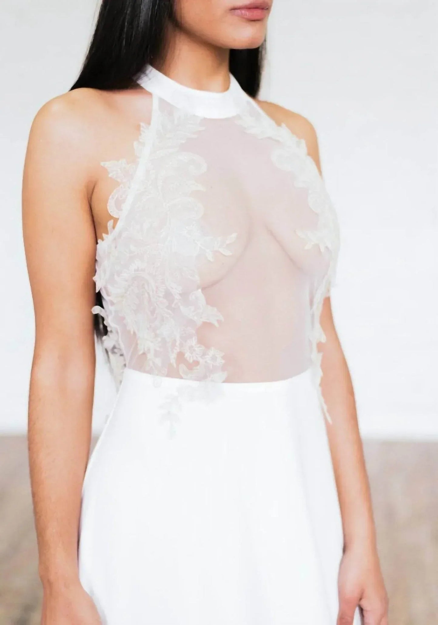 Halter Sheer Wedding Dress