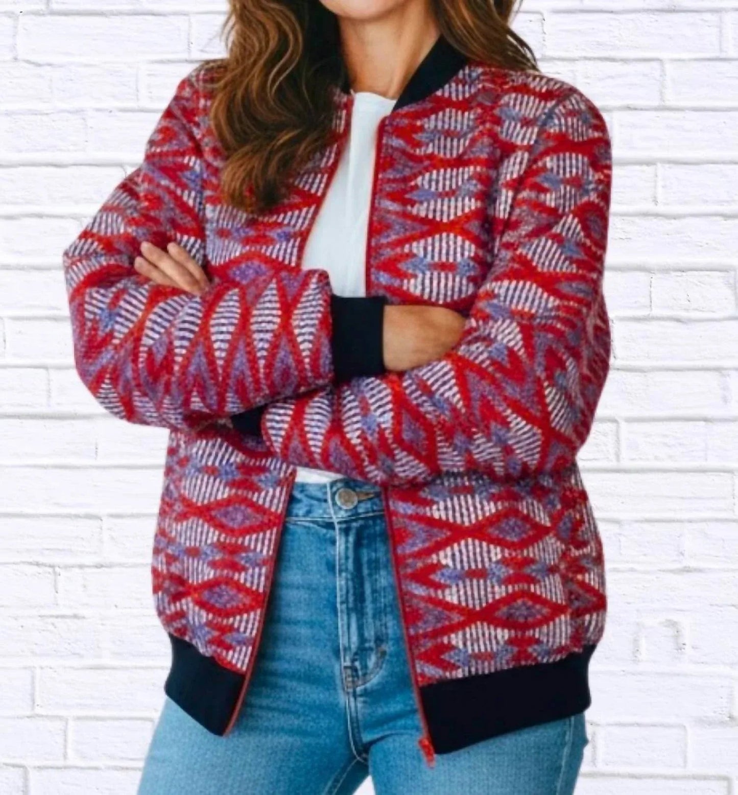 Maddy Traditionelle Bomberjacke mit Ethno-Print