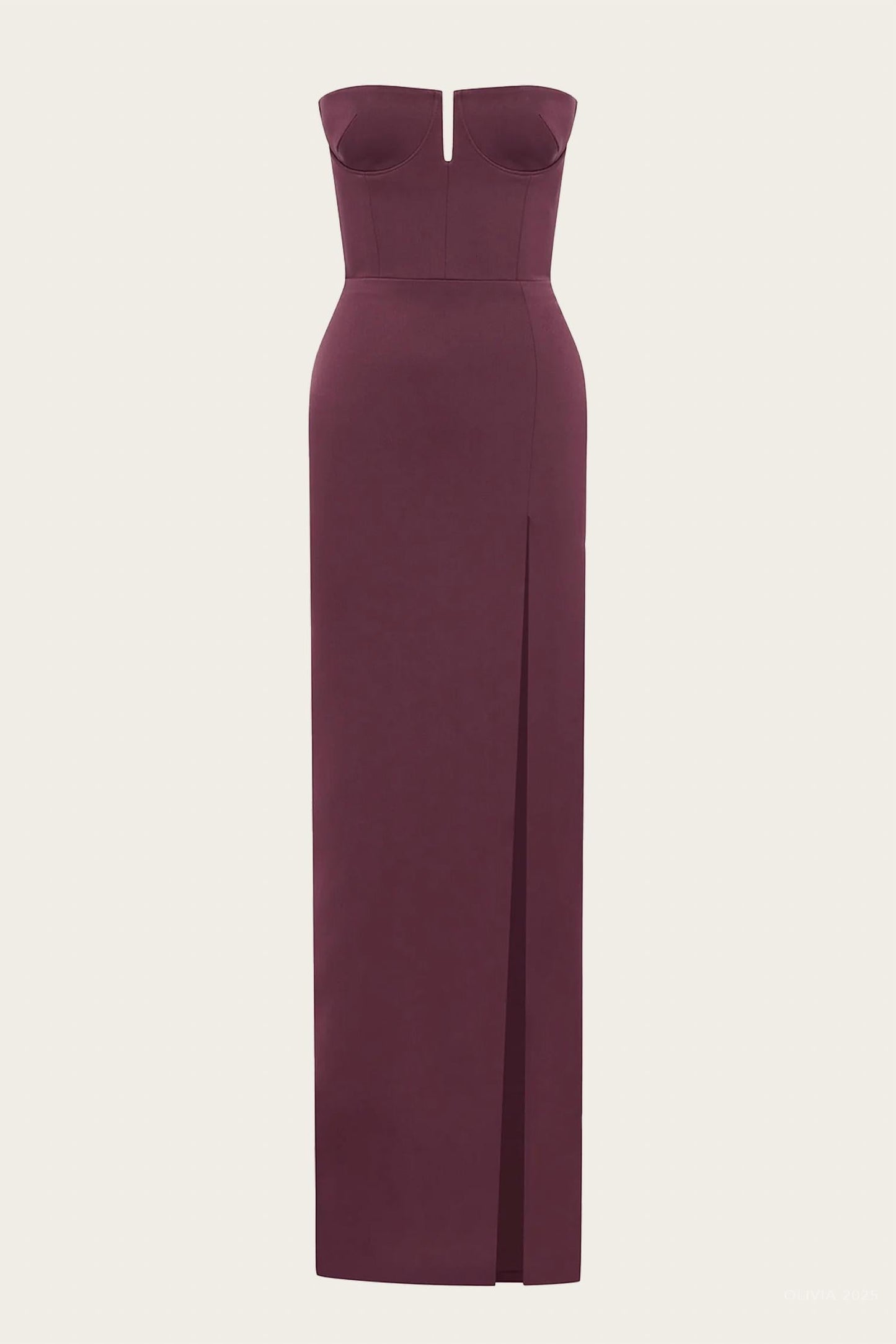 Strapless Cup Column Satin Maxi Dress
