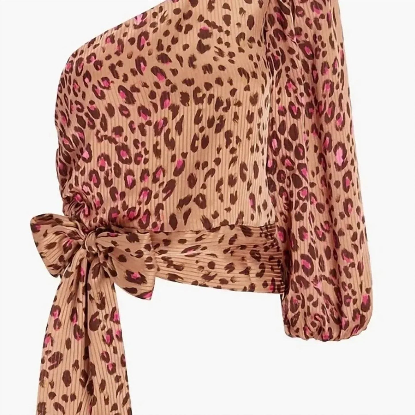 Satin-Top mit One-Shoulder-Träger und Bindegürtel