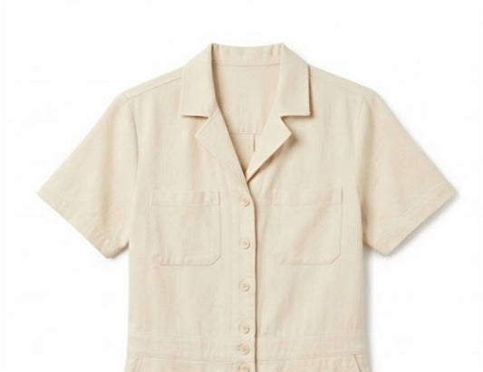 Women's Hemplify Button Front Collared Utility Romper
