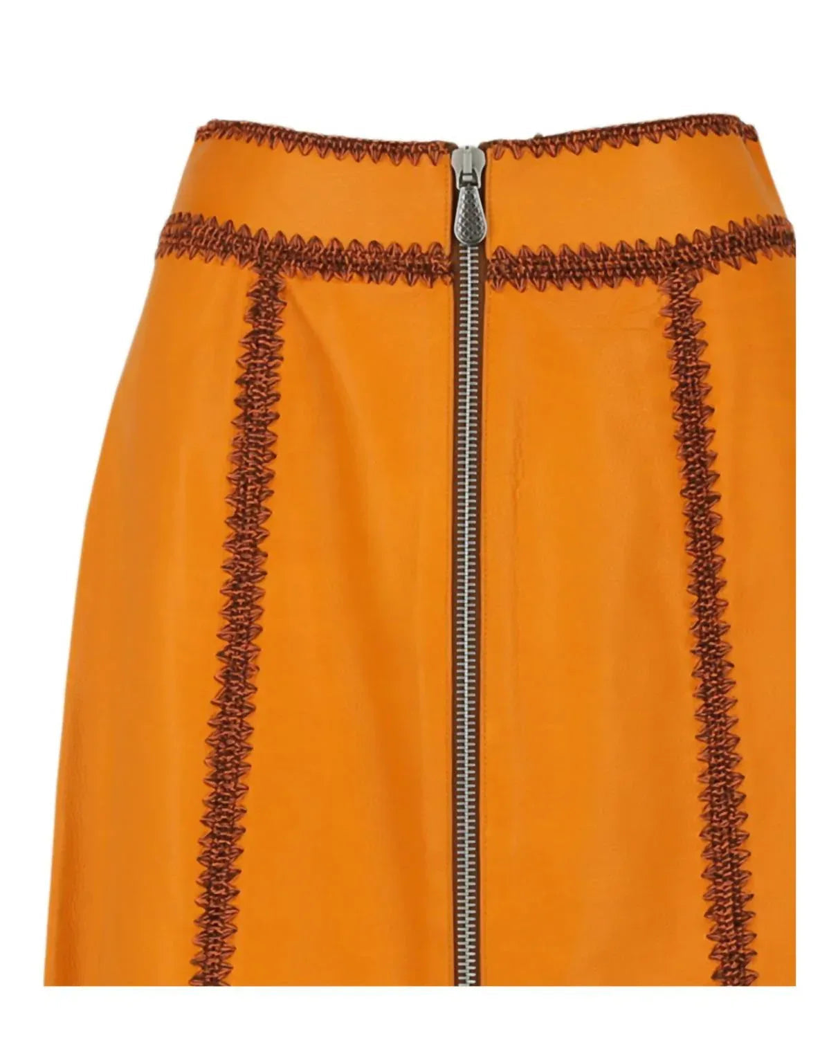 Women's Calfskin Leather Zip-up Skirt