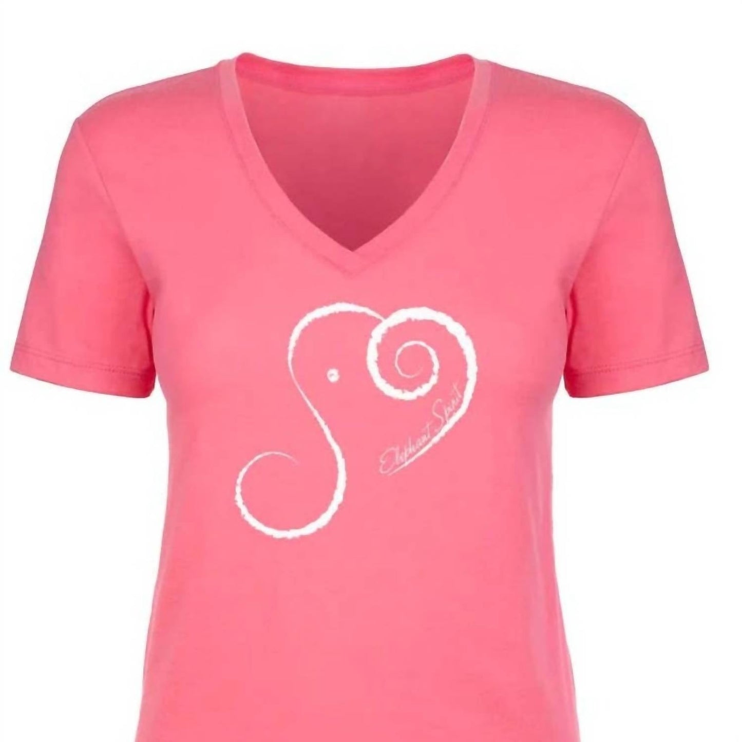 Damen T-Shirt mit Elefanten-Print, V-Ausschnitt und kurzen Ärmeln aus Baumwollmischung