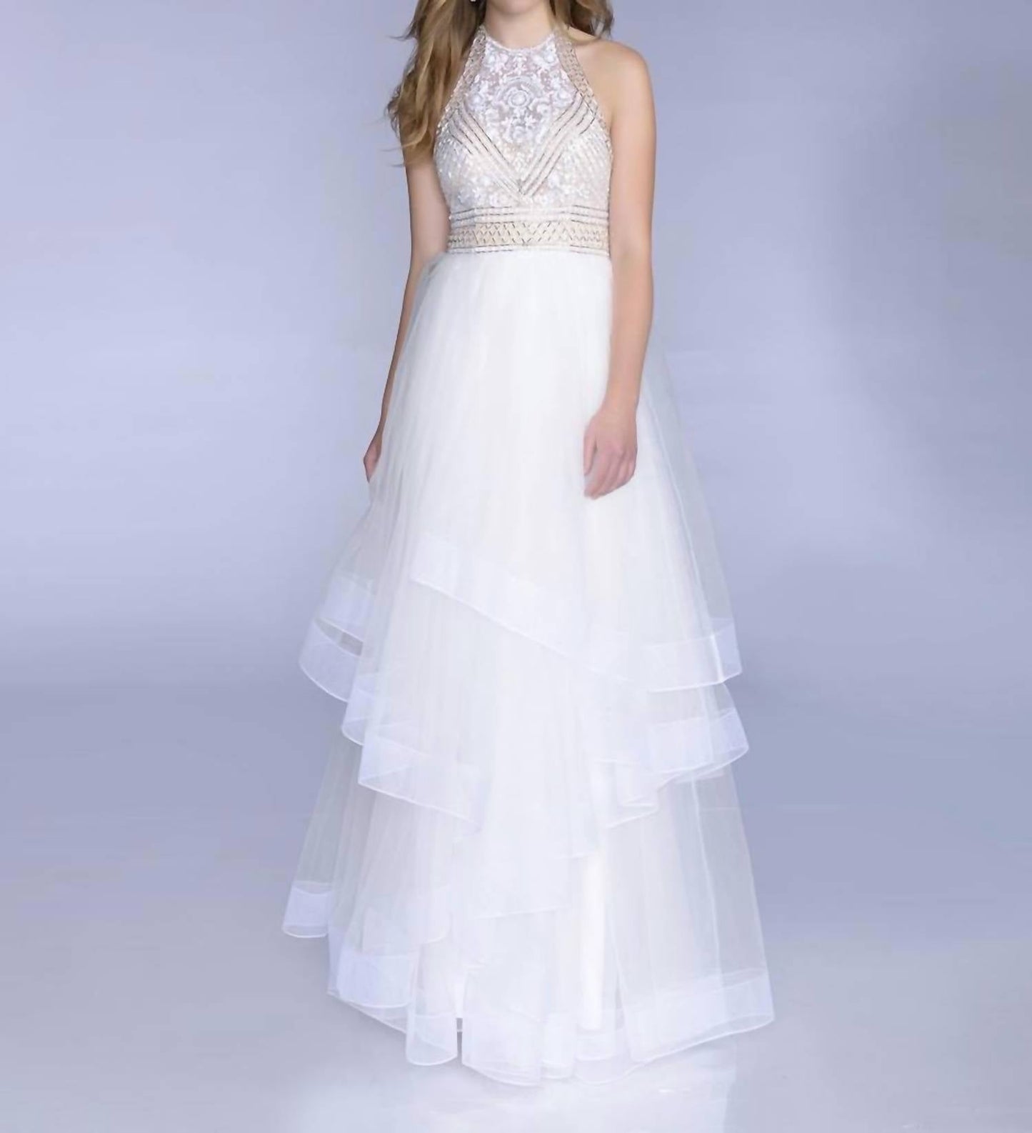 Ärmelloses gemustertes Abendkleid