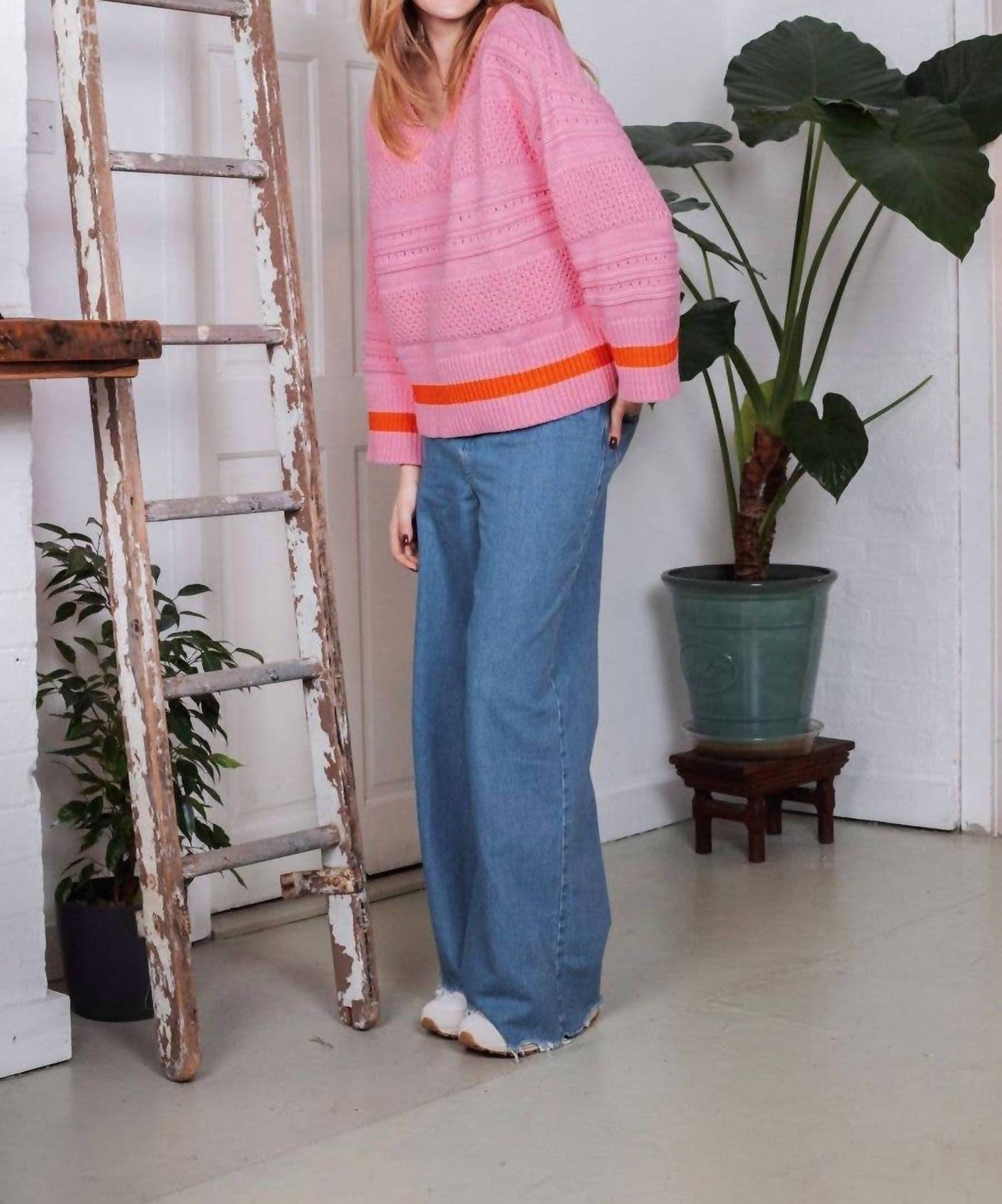 Judith Pointelle Strickpullover mit V-Ausschnitt