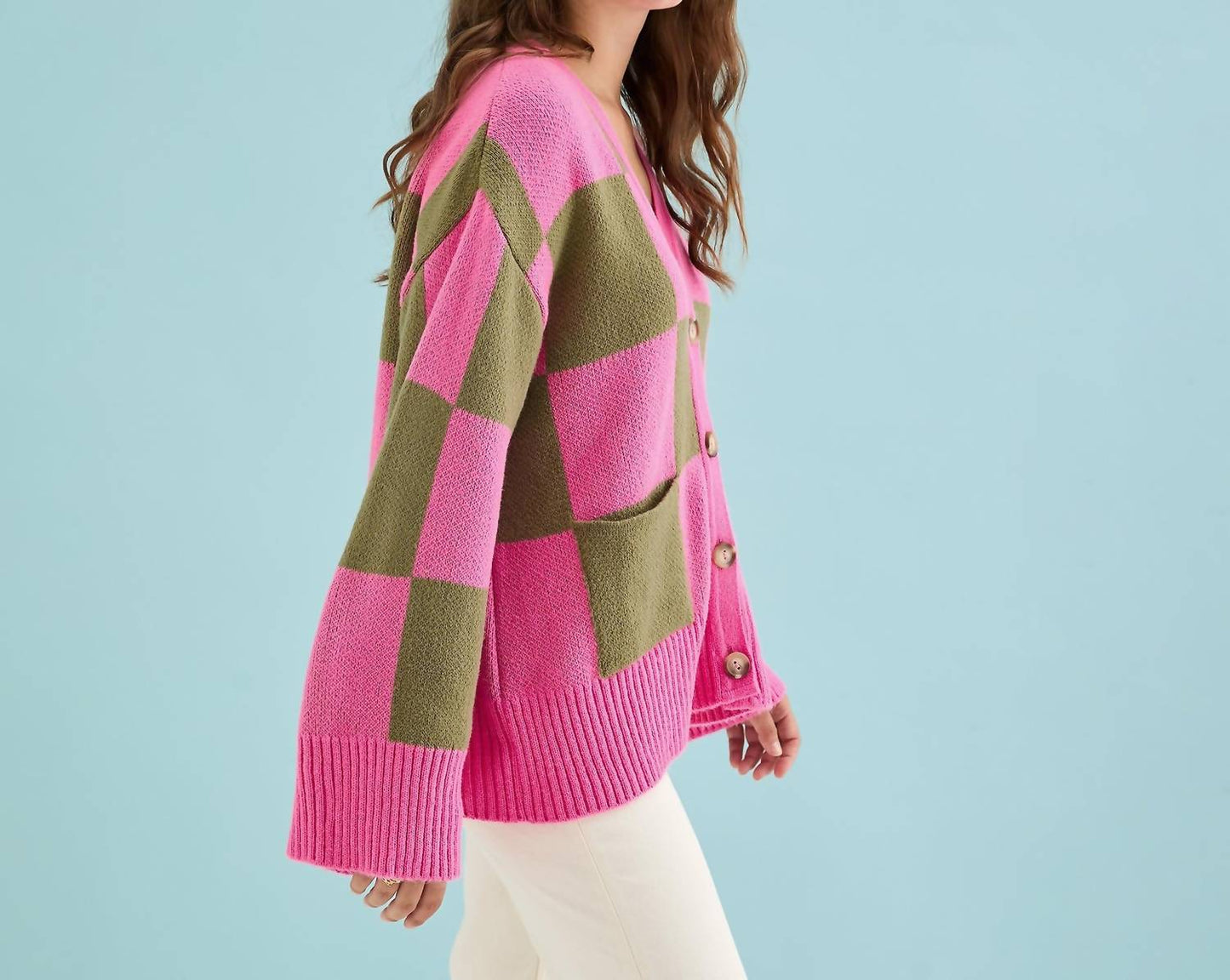 Candice Karierte Strickjacke