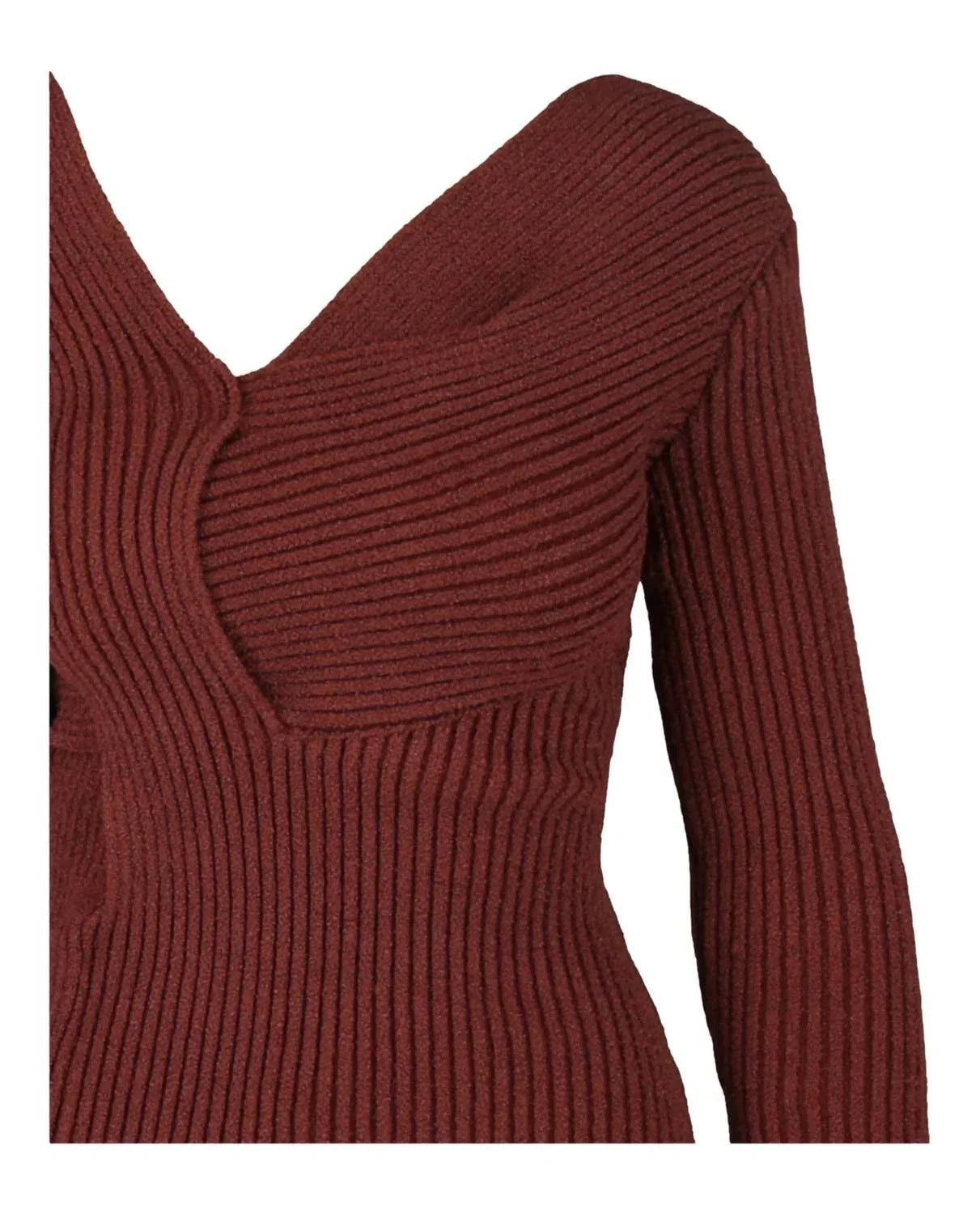 Asymmetrical V-Neck Sweater Dress