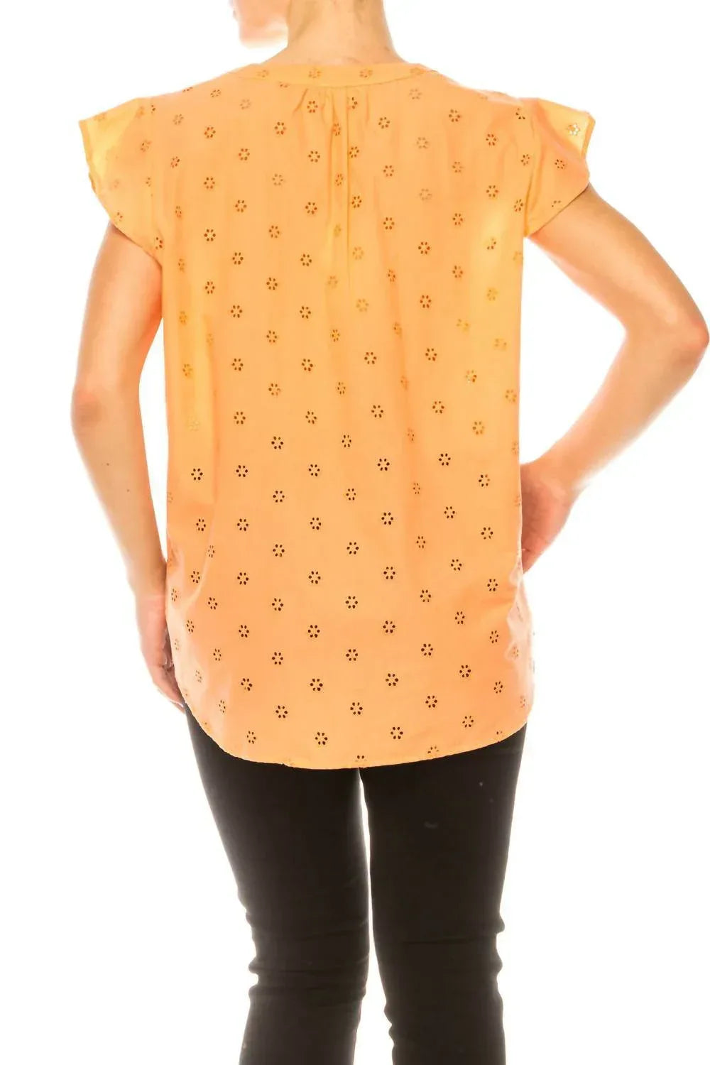 Floral Eyelet Cap Sleeve Top