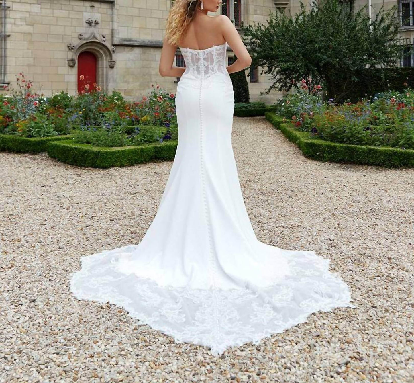 Sophisticated Lace Column Wedding Dress