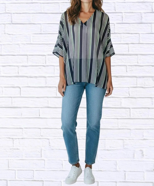 Gestreiftes Chiffon-Kaftan-Oberteil