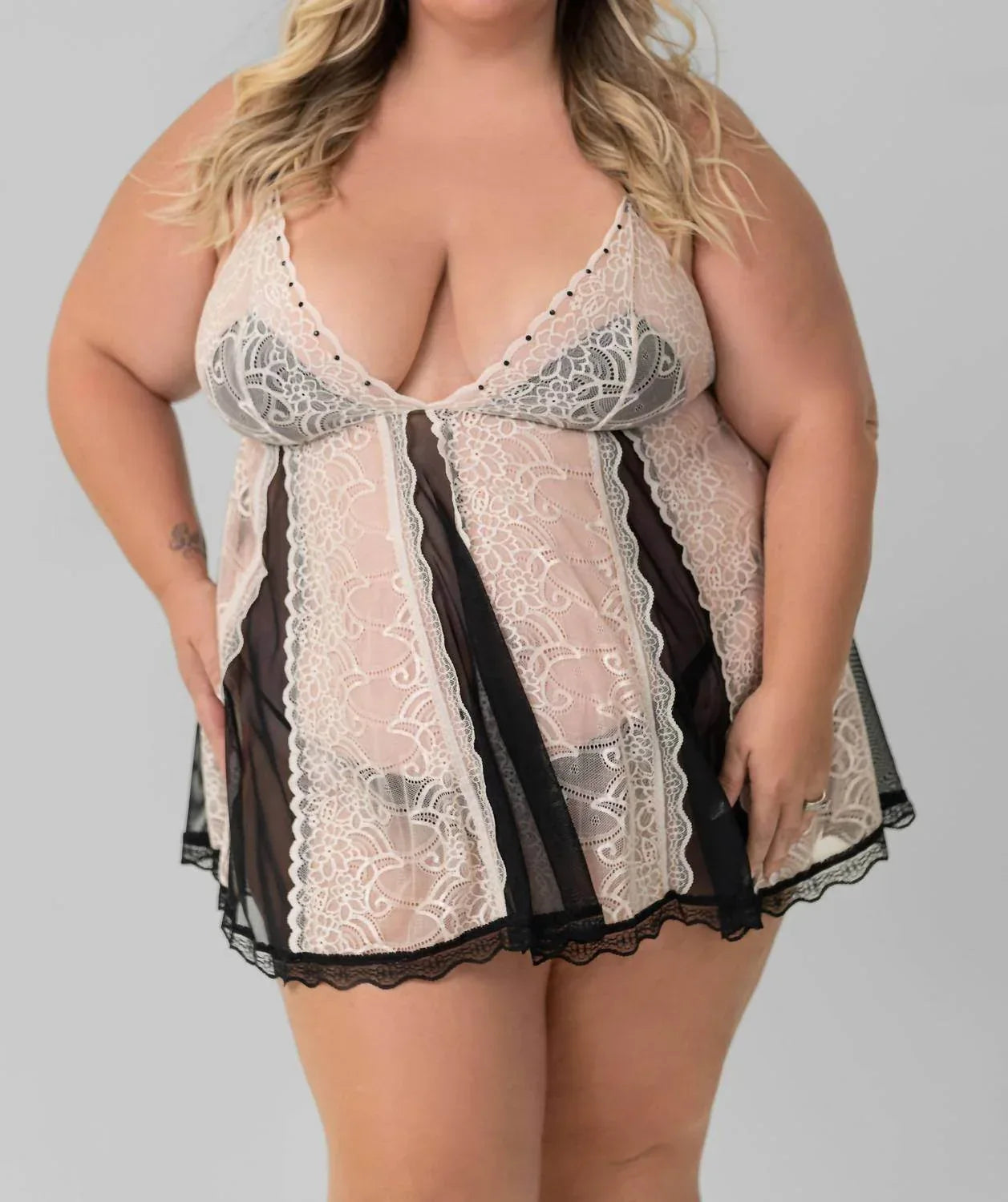 Babydoll-Nachtwäsche-Set – Plus-Size