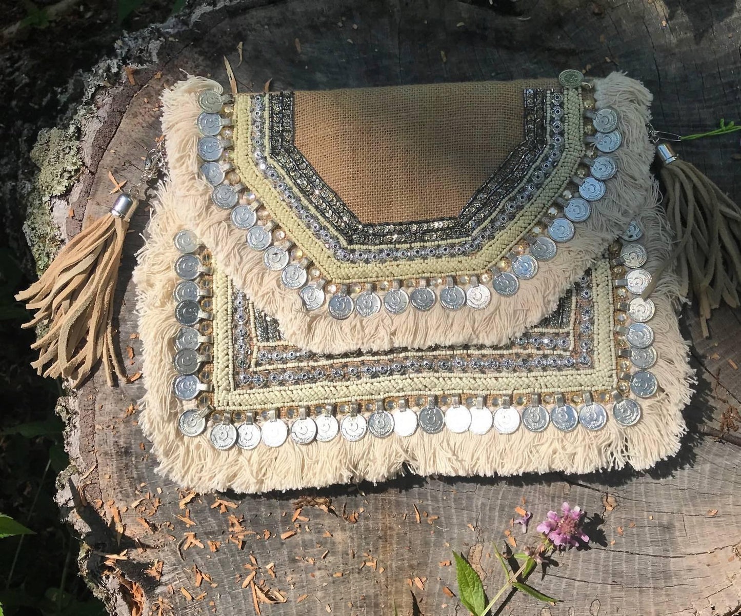 Metallic Embroidery Coin Clutch