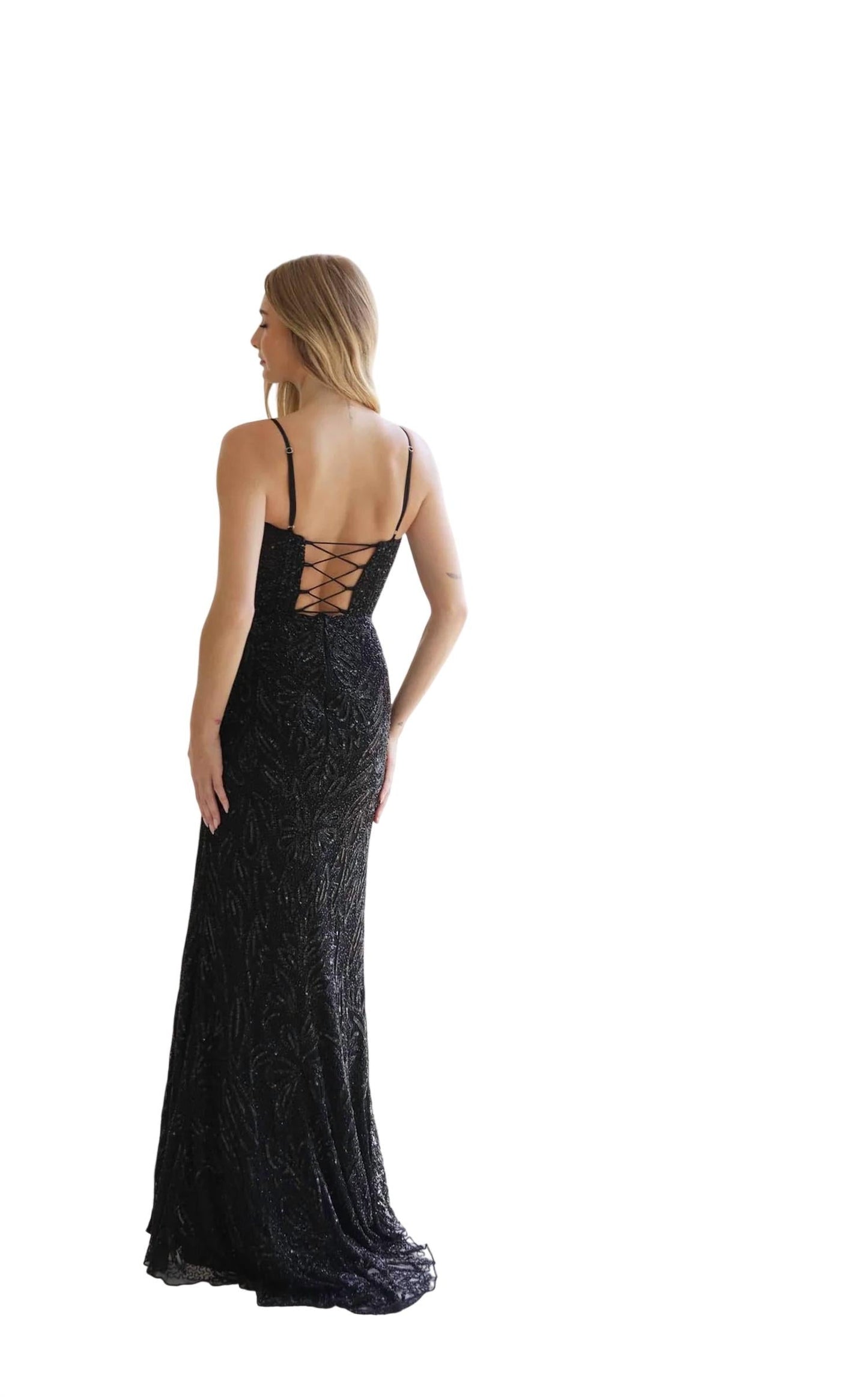 Lace-up Back Sequin Prom Dress