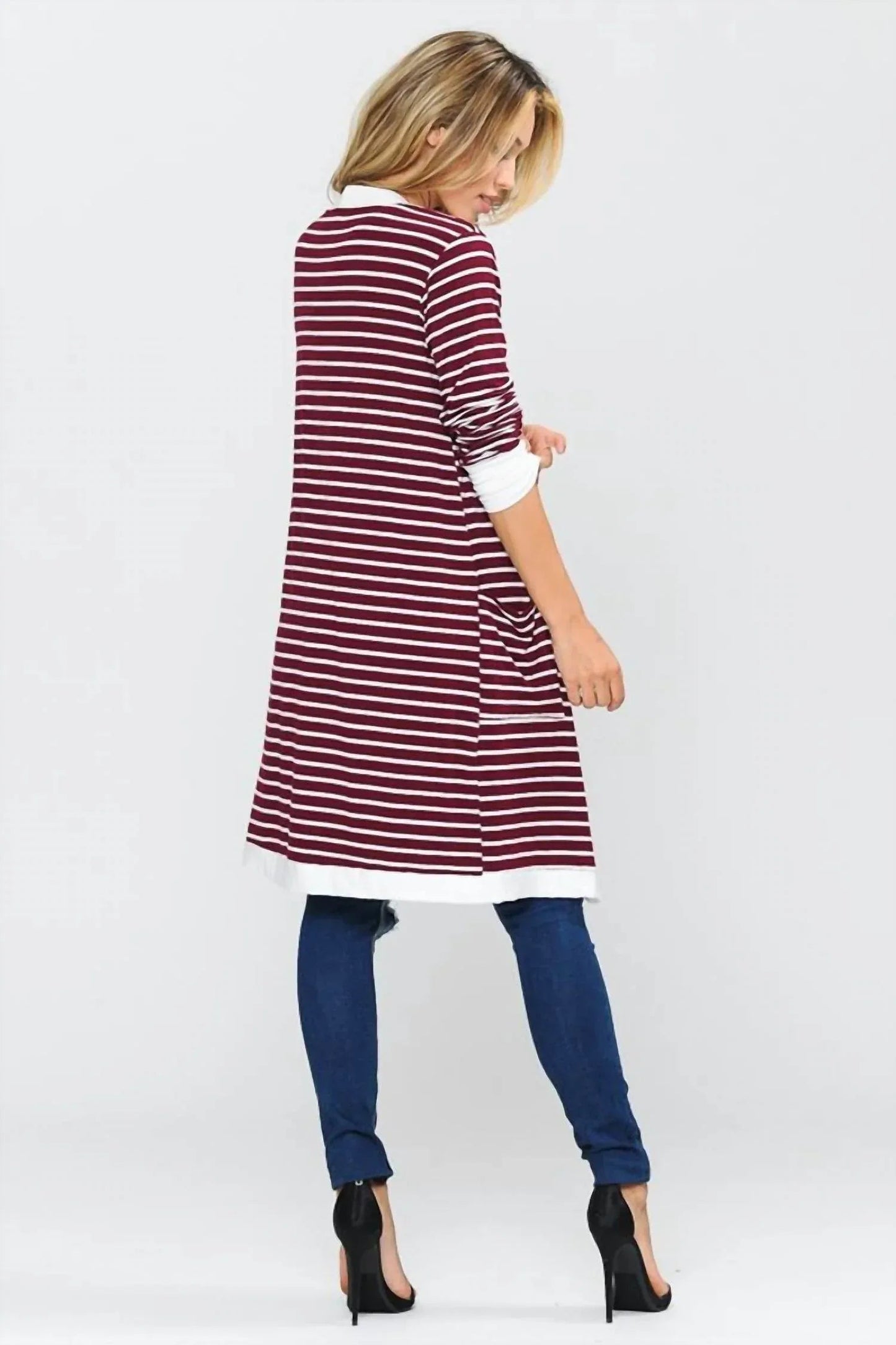 Stripe Midi Open Cardigan