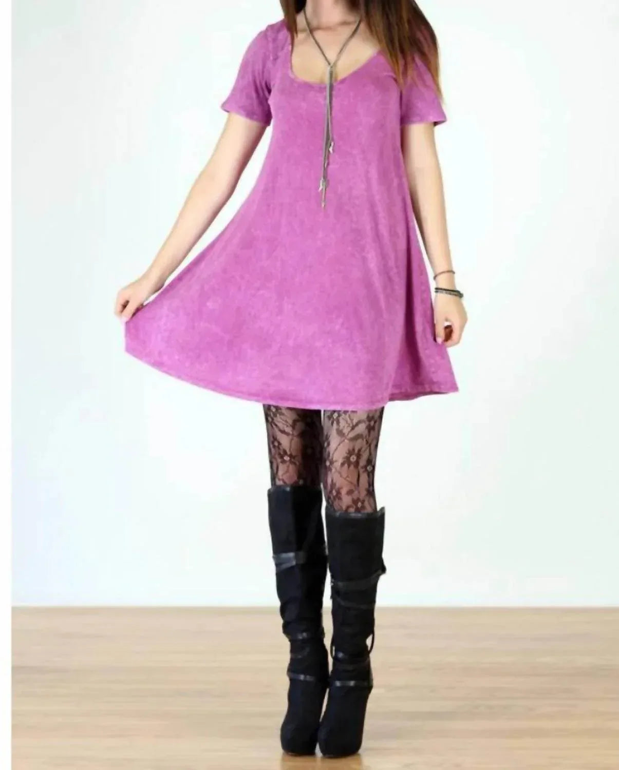 Vintage Säure-Mineral-Waschung Fit & Flare Kleid
