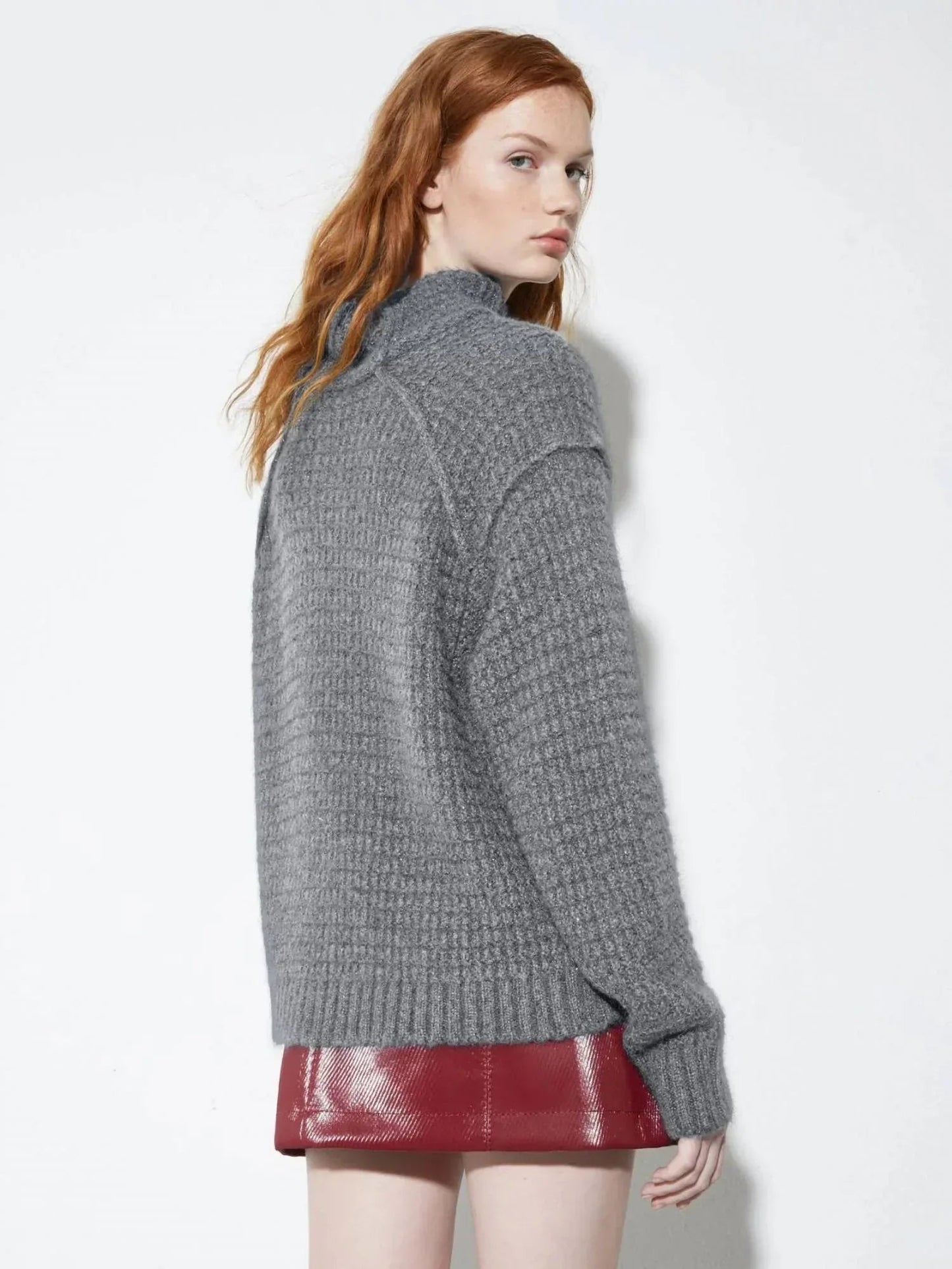 Rollkragen-Lurex-Pullover-Top