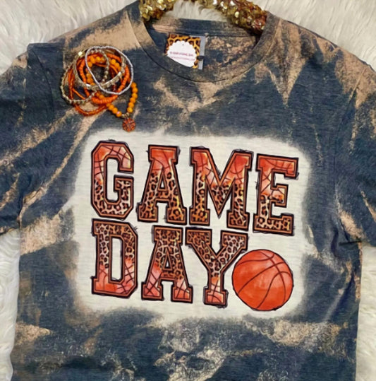 Damen-Basketball Leopard Game Day Bleached T-Shirt