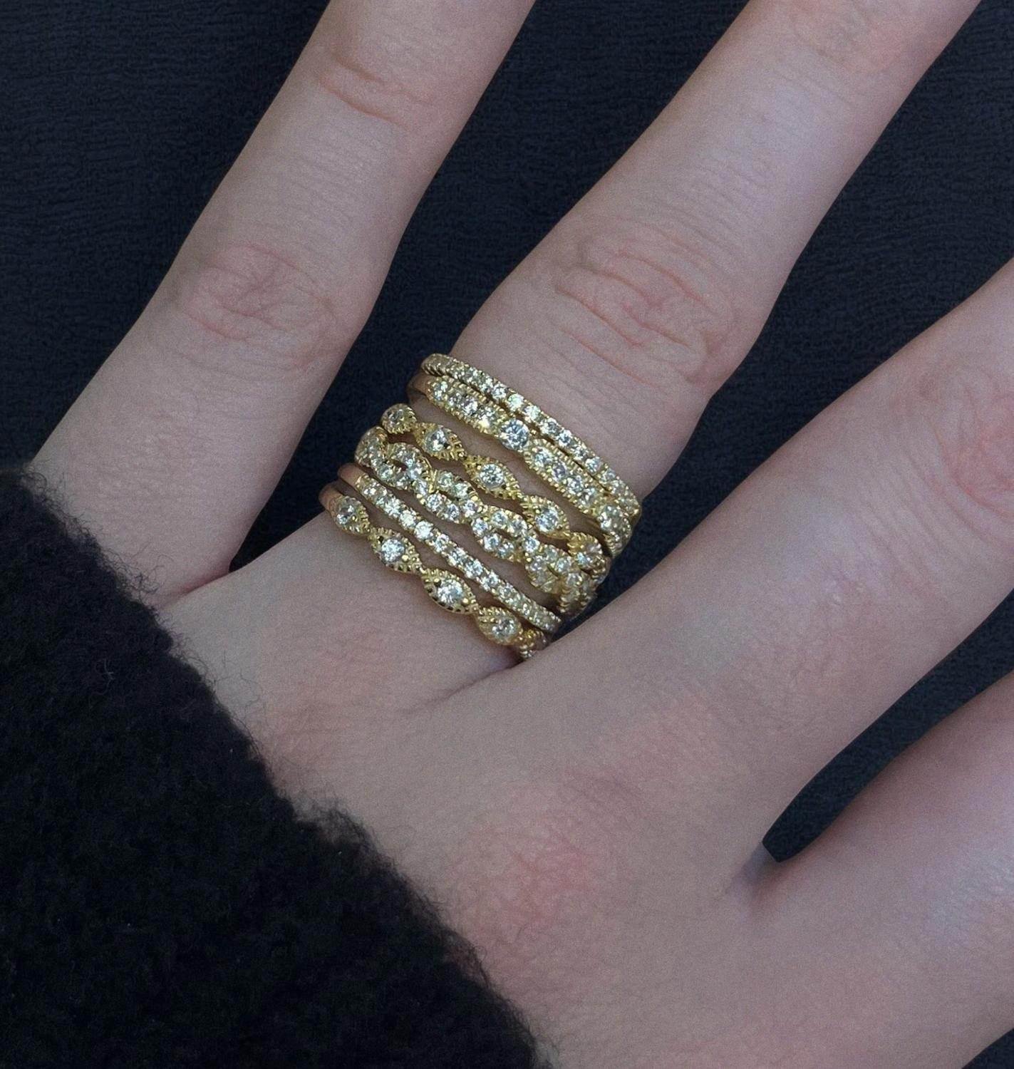 Women's 6 Band Cubic Zirconia Stackable Ring Set