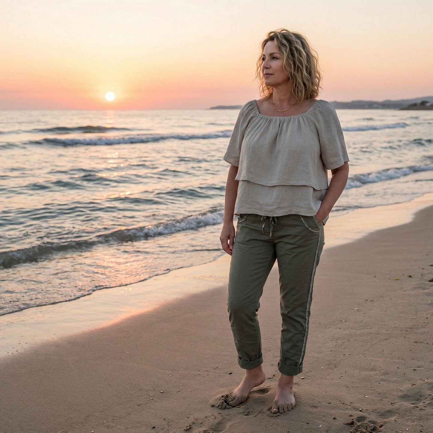 Flowy Off The Shoulder Linen Top
