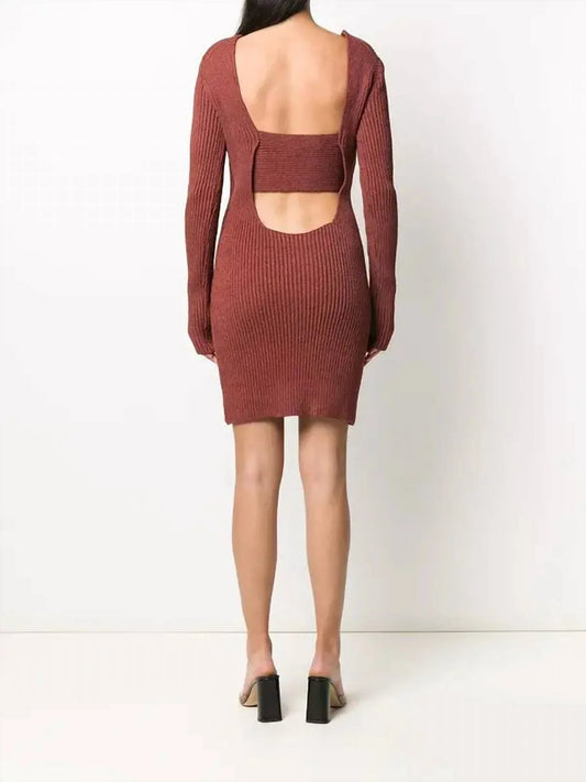 Asymmetrical V-Neck Sweater Dress