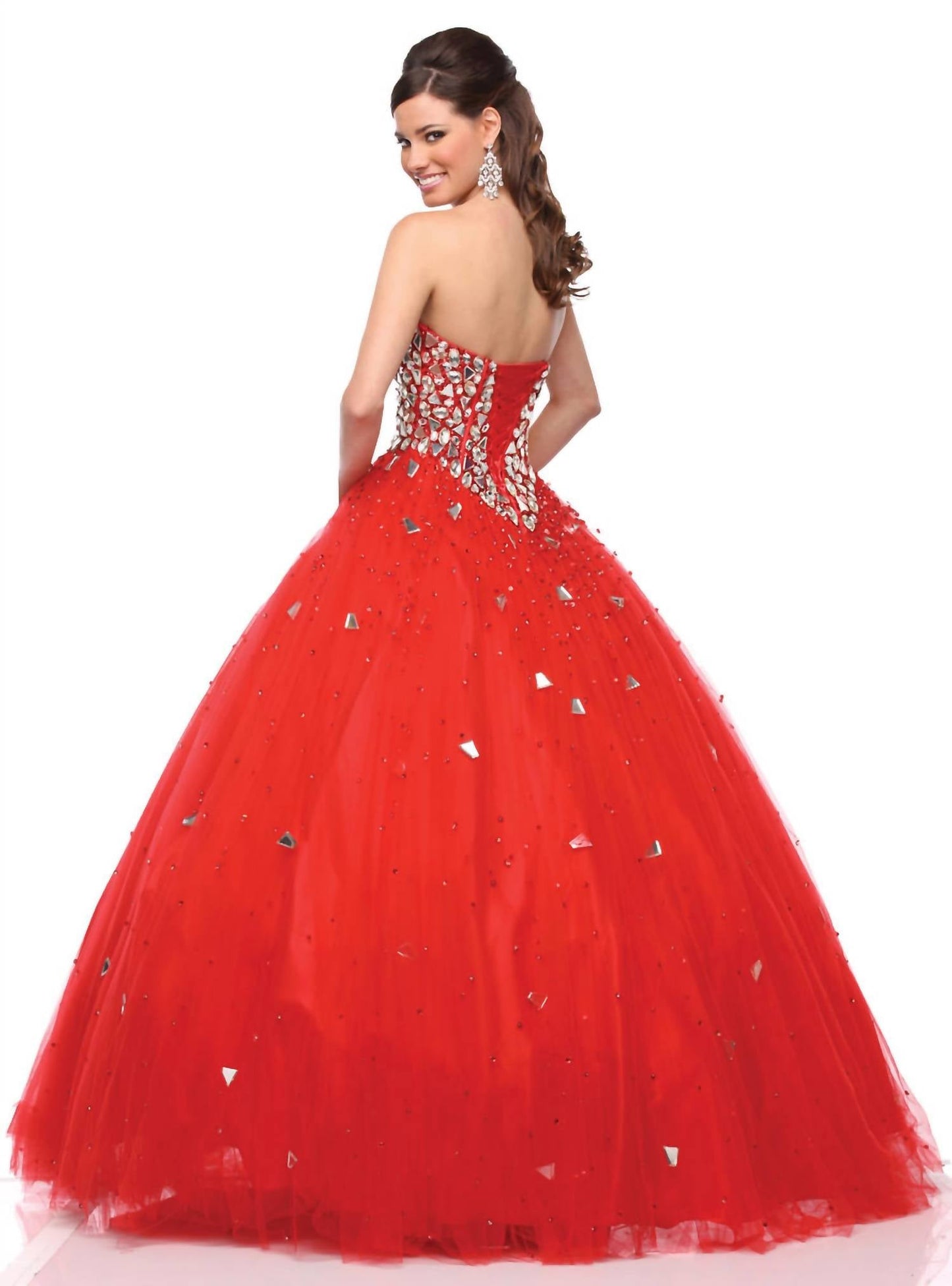 Ballkleid mit Perlen- und Spiegelstickerei am Oberteil