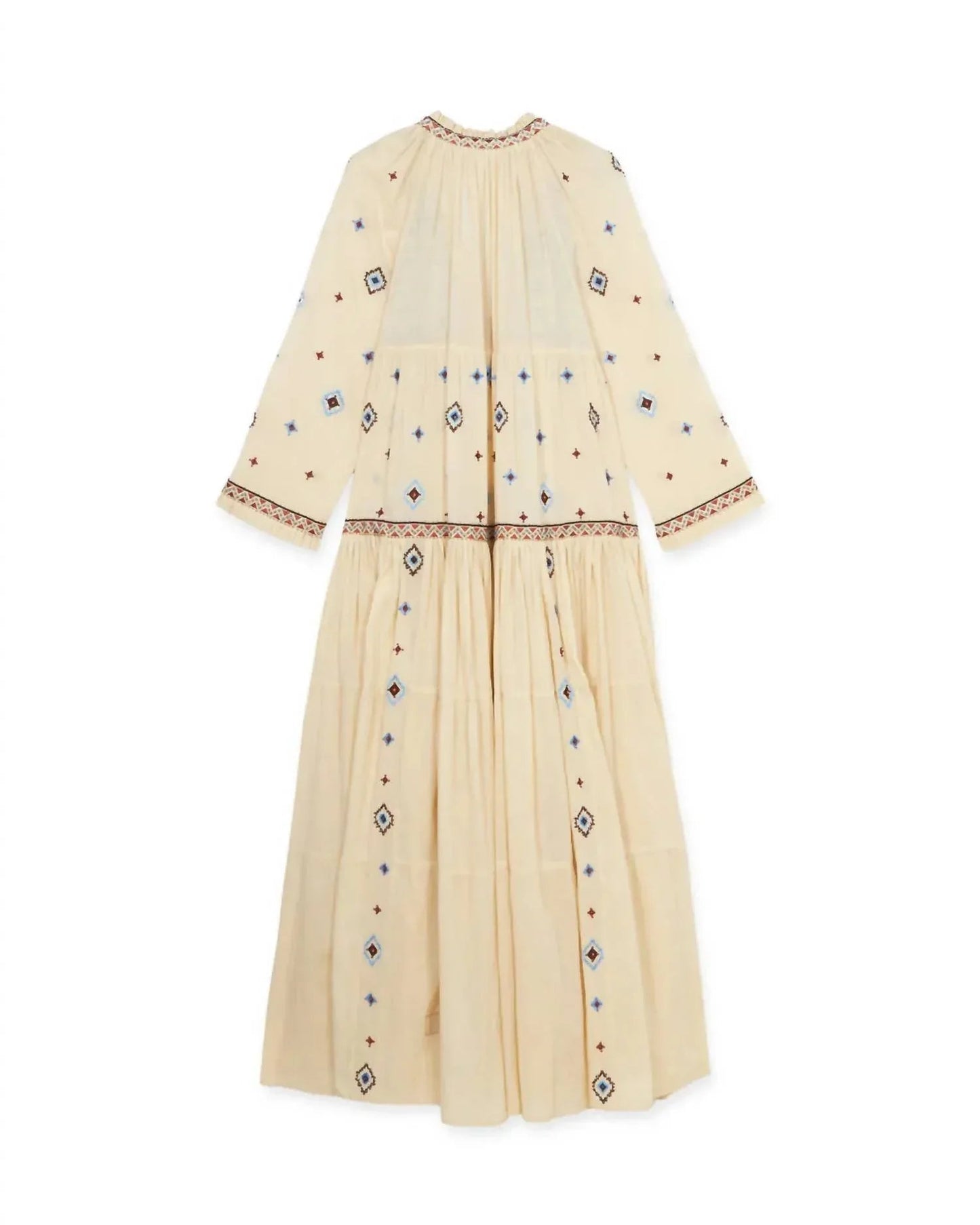 Wide Caftan With Embroidered Bib