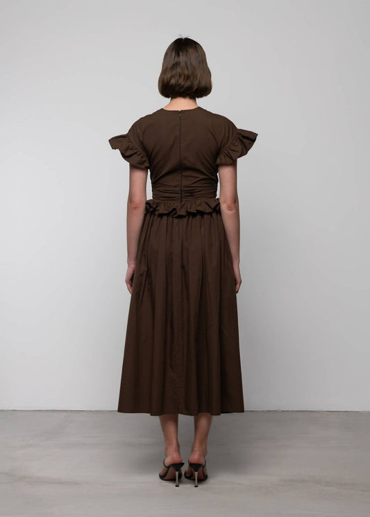 Maxikleid aus gestufter Baumwolle mit Schleife