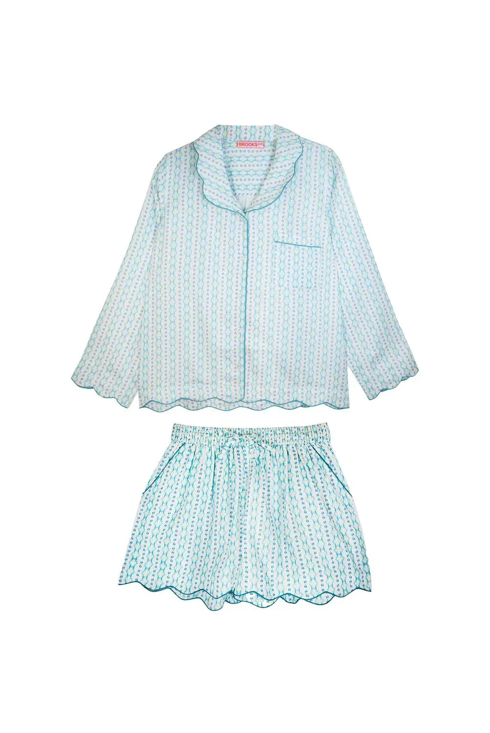 Scalloped Pajama Set Shorts & Long Top