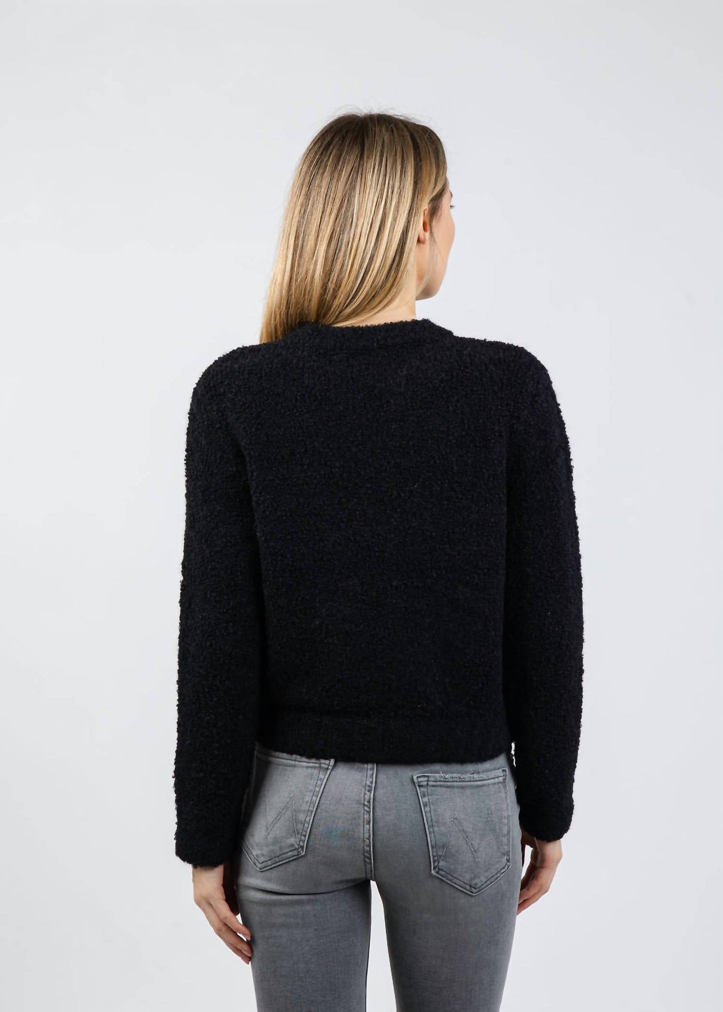 Bouclé-Strickpullover mit Reißverschluss