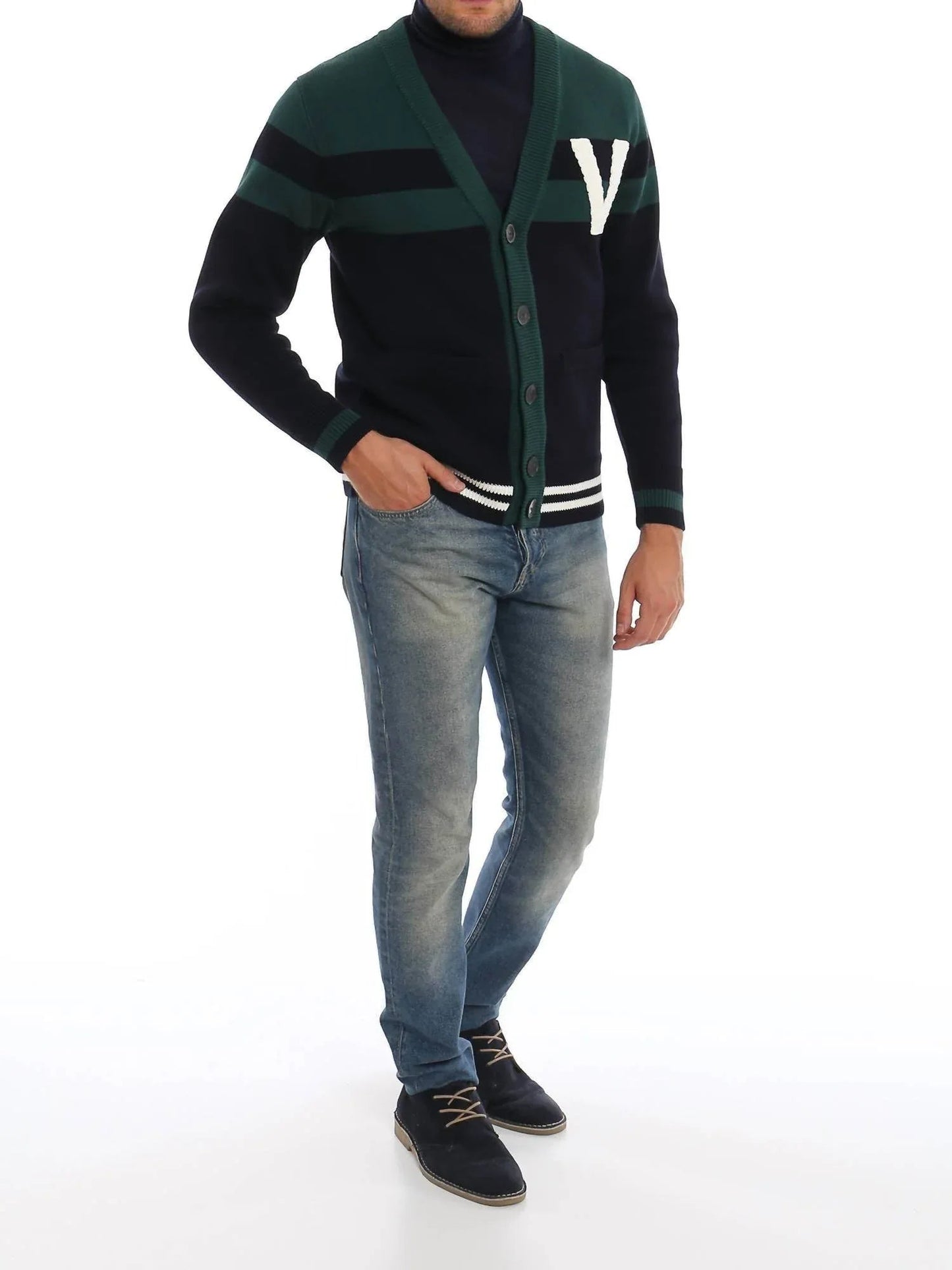 Cardigan mit V-Logo-Aufnäher