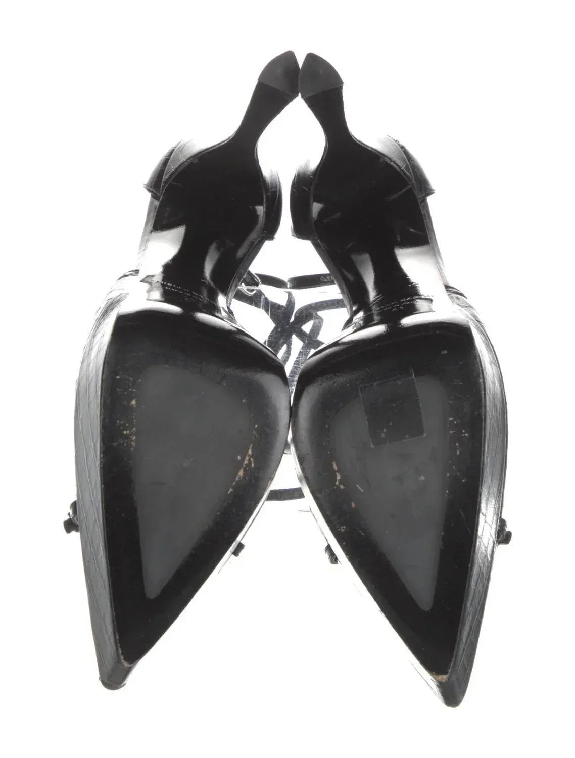 Gebrauchte Damen-D'Orsay-Pumps aus geprägtem Leder