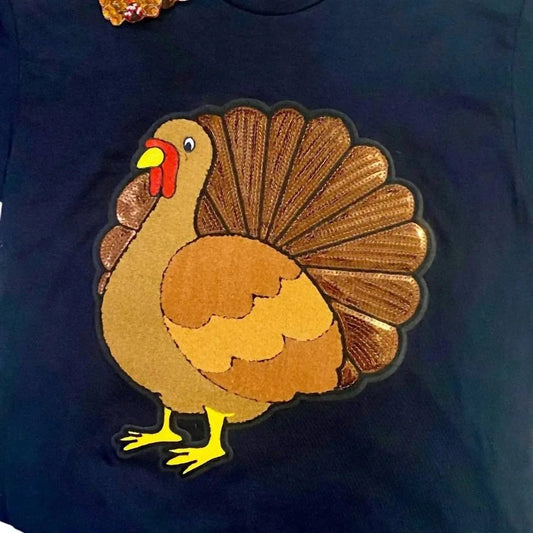 Women's Sequin Turkey Chenille Patch Tee