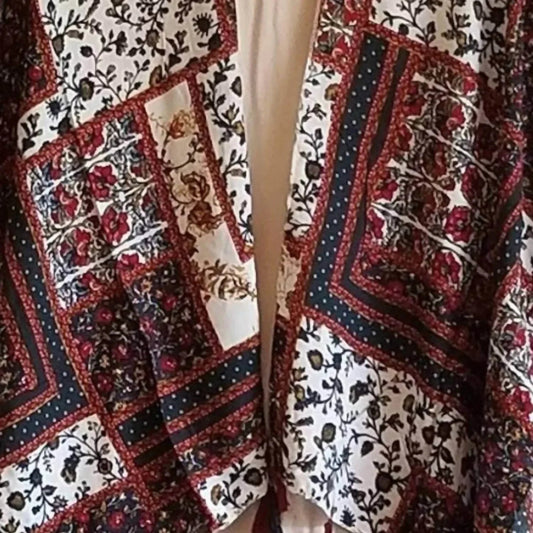 Women's Print Kimono with Tassels