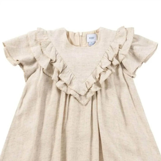 Mädchen Leinenkleid mit Rüschen