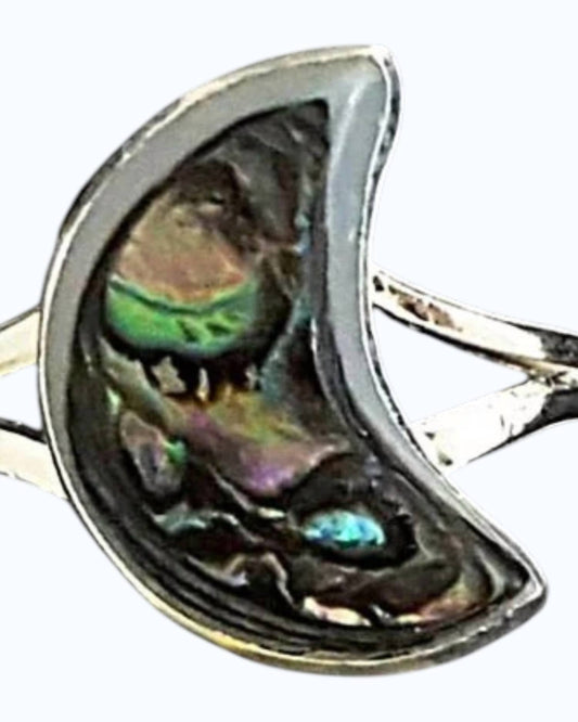 Women's Crescent Moon Abalone Ring