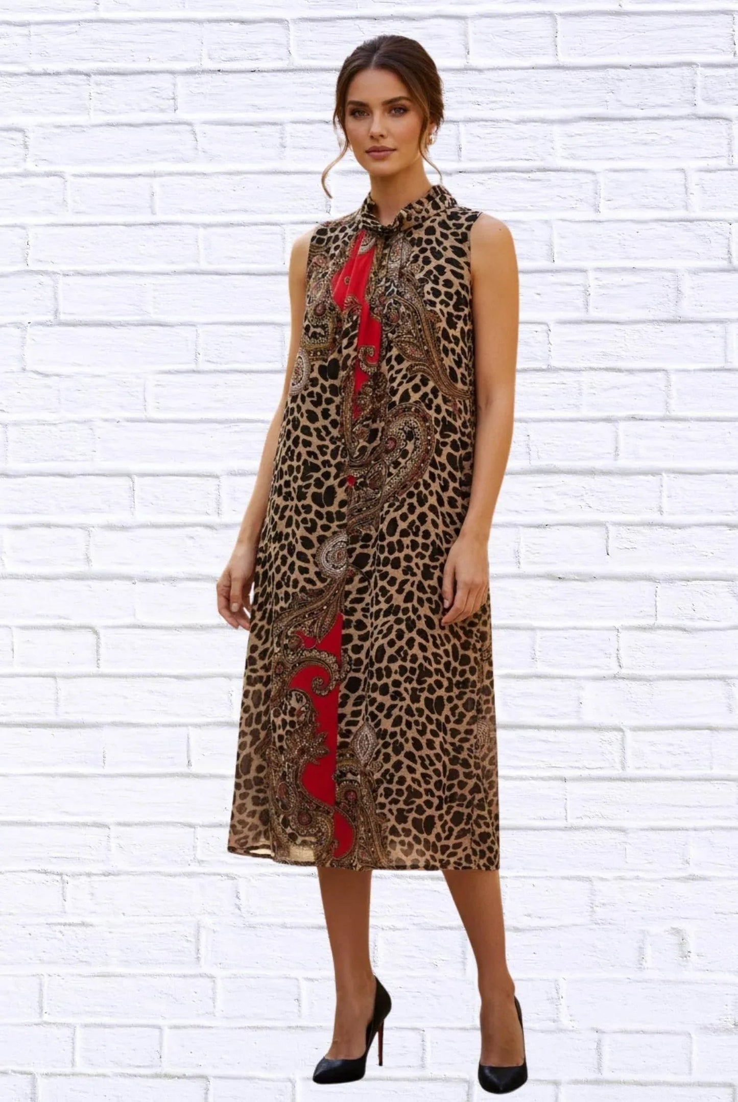 Bedrucktes ärmelloses Maxikleid