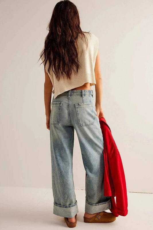 Women’s Washed Street Straight Leg Jeans