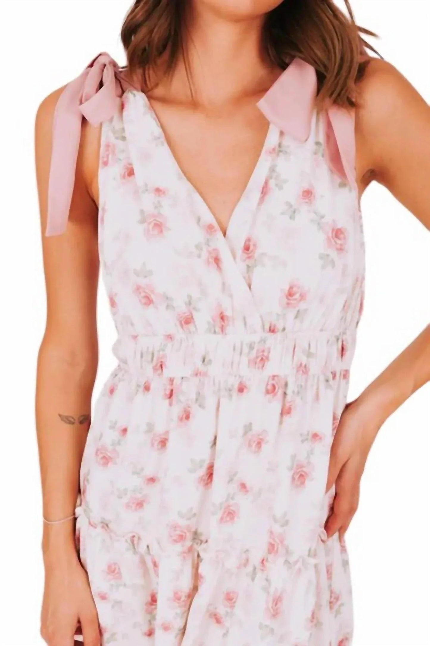 Floral Ribbon Tie Dress