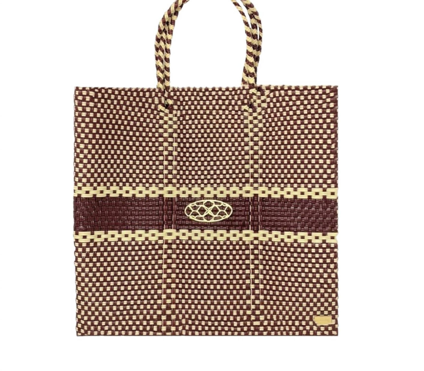 Damen Schultertasche mit gewebtem Streifenmuster Medium
