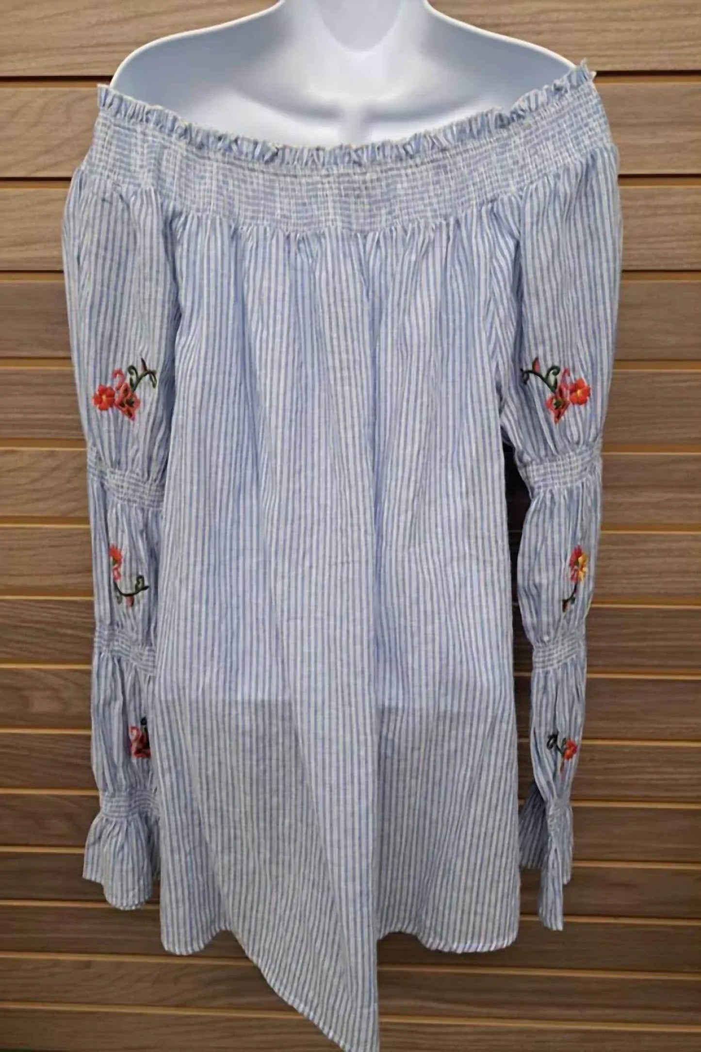 Women's Off Shoulder Elastic Neck/arms Embroidered