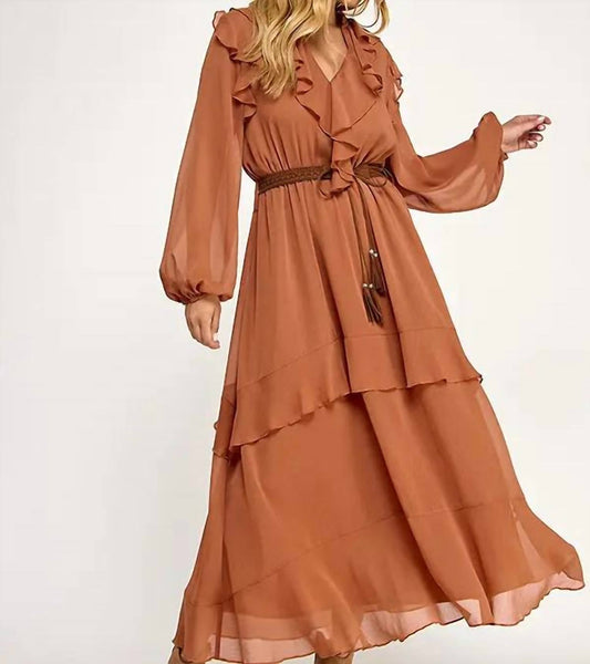 Boho Chic Flowy Ruffled Maxi Dress