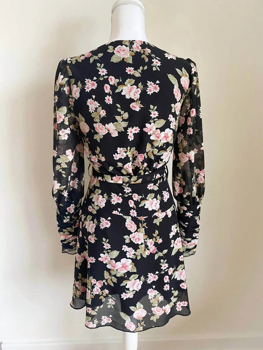Women's Floral V-neck Belted Dress