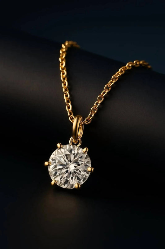Women's Moissanite Round Solitaire Necklace
