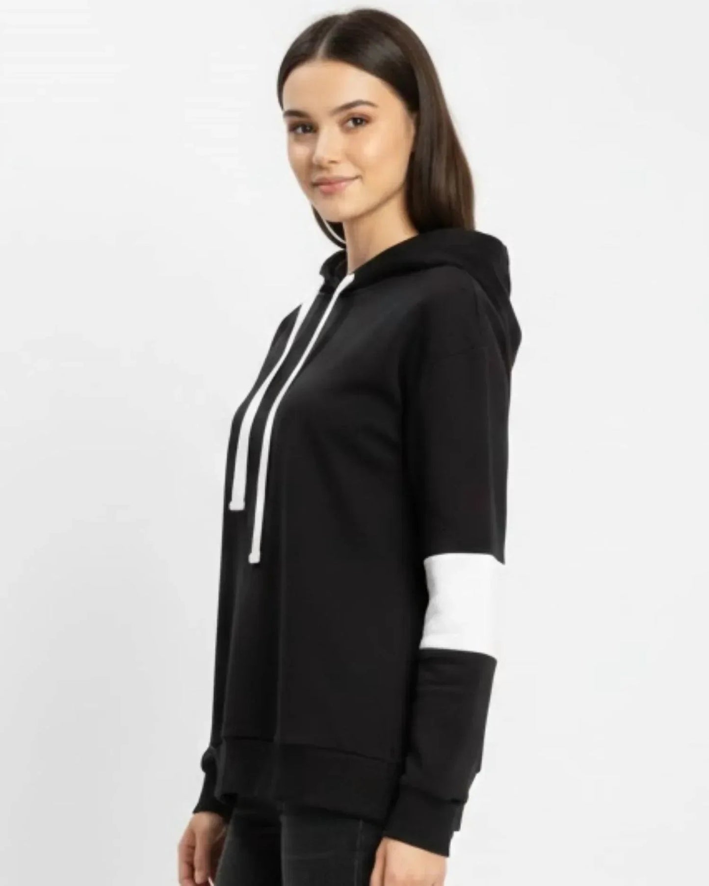 Colorblocking Kapuzenpullover mit Tunnelzug