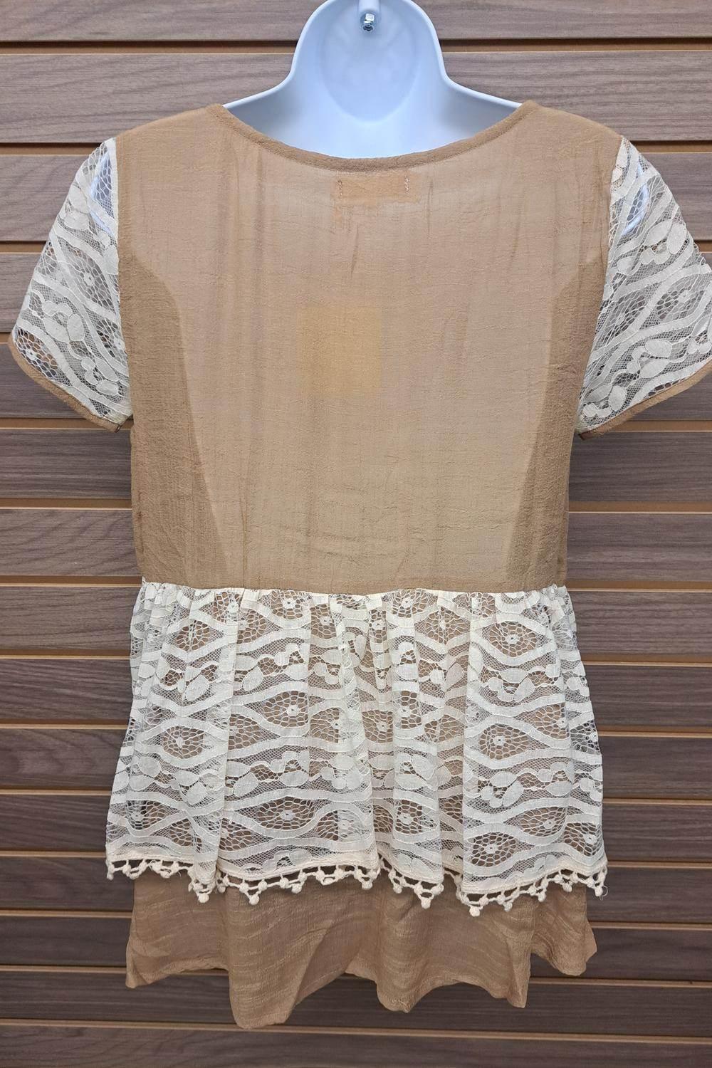 Women's Lace Khaki Short Sleeve