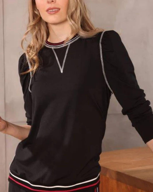 Contrast Stitching Long Sleeve Tee