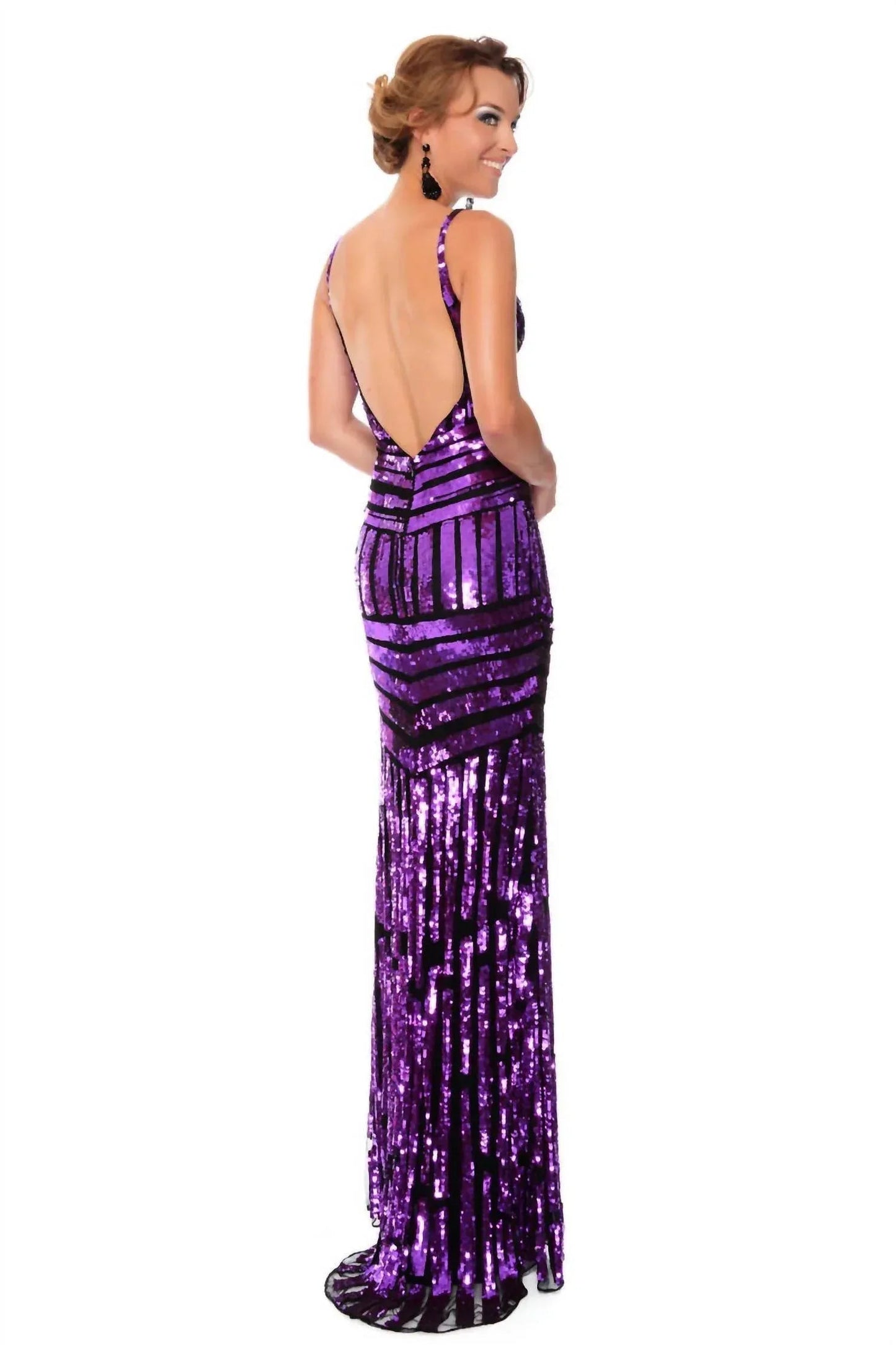 Hand Beaded Floor Length Prom Dress